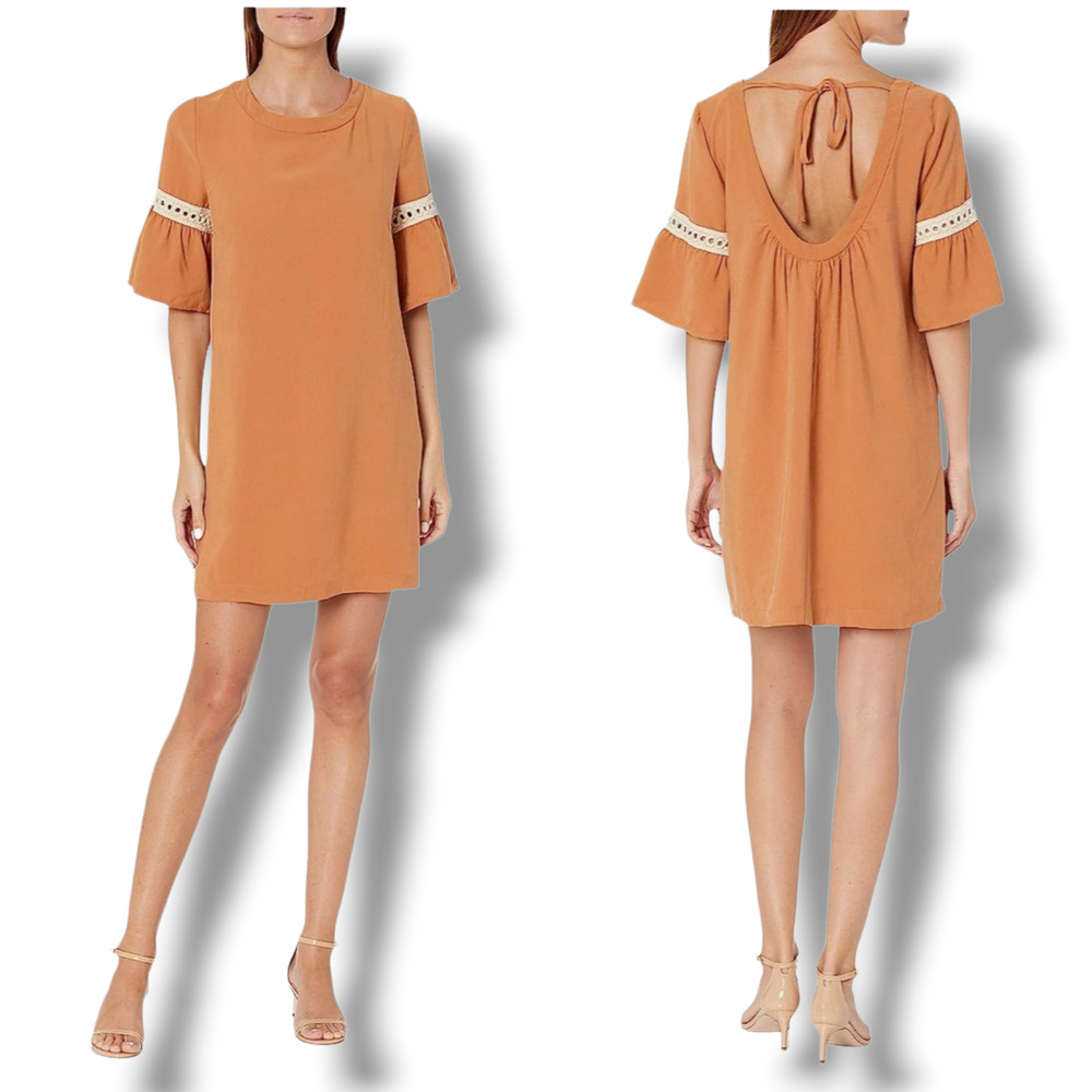 BCBGeneration Women's Crochet Ruffle Sleeve Dress Size XXS NWT A-Line Tie Back